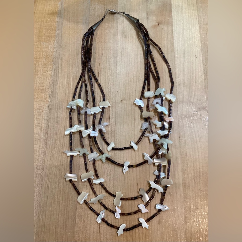 Vintage ZUNI 5-Strand Animal Fetish Necklace